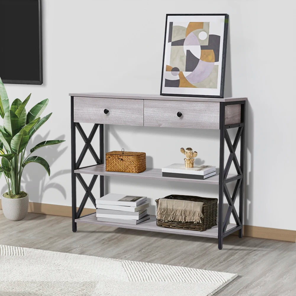 Wooden console table with drawers