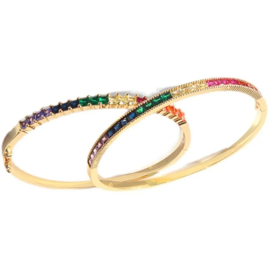 14K Gold Color Zircon Rainbow Bracelet
