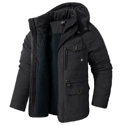 Lamb wool hooded cotton jacket