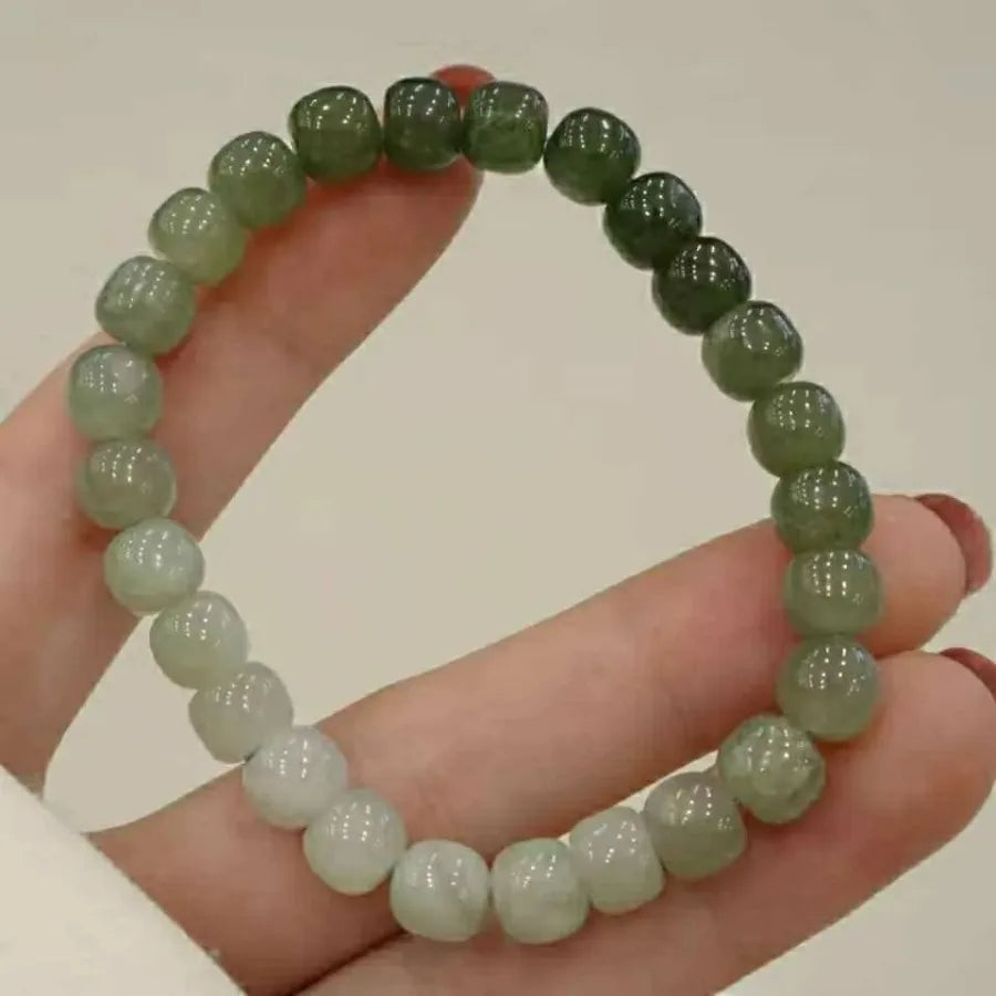 Gradient Jade Barrel Bead Bracelet