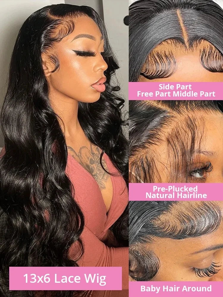 Body wave transparent 13x6 lace front human hair wigs