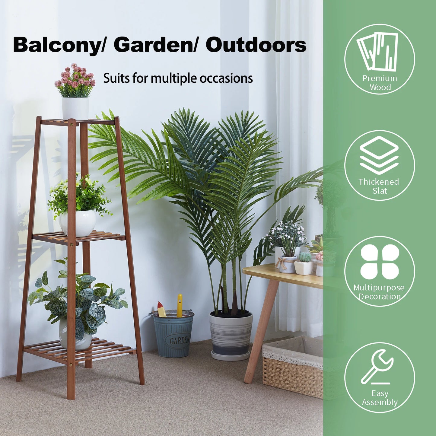 Garden vintage tall plant stand bamboo planter