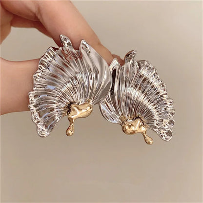 Asymmetry Wing Metal Earrings