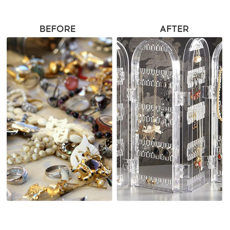 Transparent acrylic jewelry organizer stand