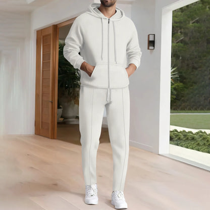 Men's plain waffle long sleeve pants suit
