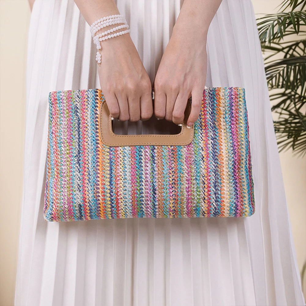 Women's straw woven raffia bag