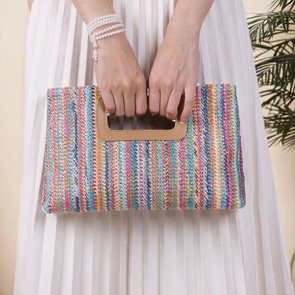 Women's straw woven raffia bag