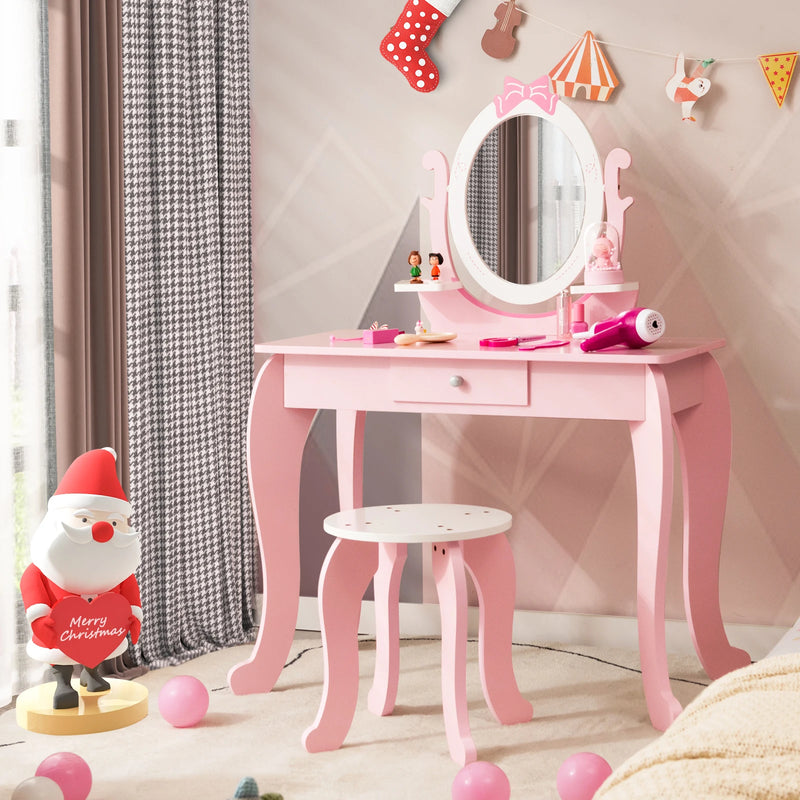 2-in-1 kids vanity table set