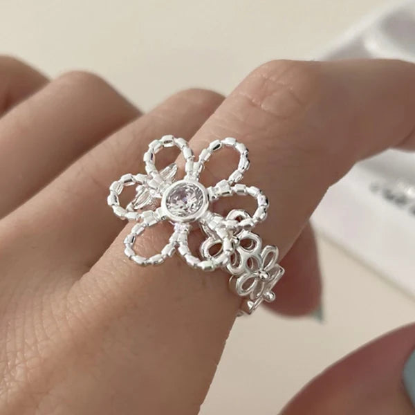 925 Sterling Silver Flower Ring
