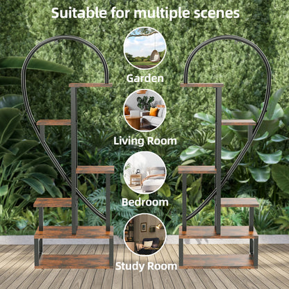 6 tier wood and metal plant flower rack