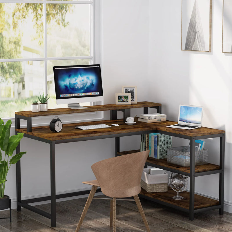 Workstation Computer Desk with 3 Shelves