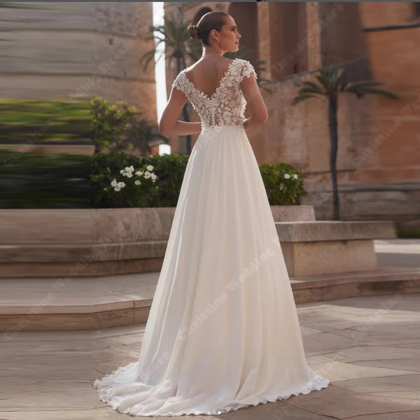 Elegant V-Neck Women's Wedding Dress