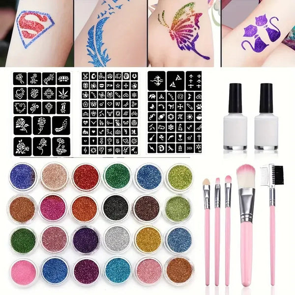 Glitter Temporary Tattoo Set