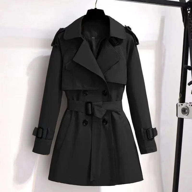Elegant ladies windbreaker double breasted coat