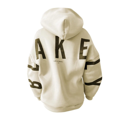 Women's letter printed long sleeved hooded pullover