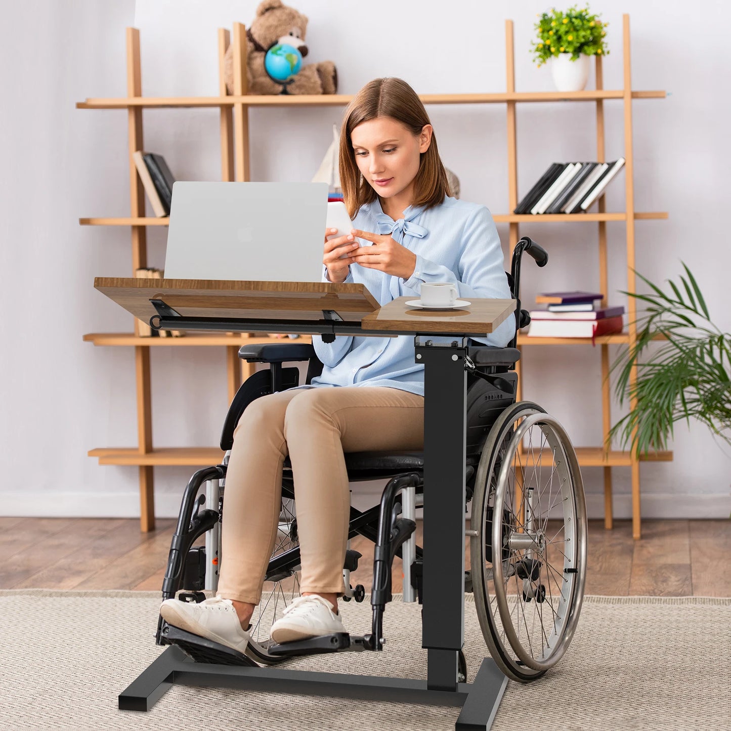 Adjustable overbed bedside laptop table