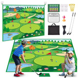 20 Balls Golf Chipping Game Mat with Club Practice Stick