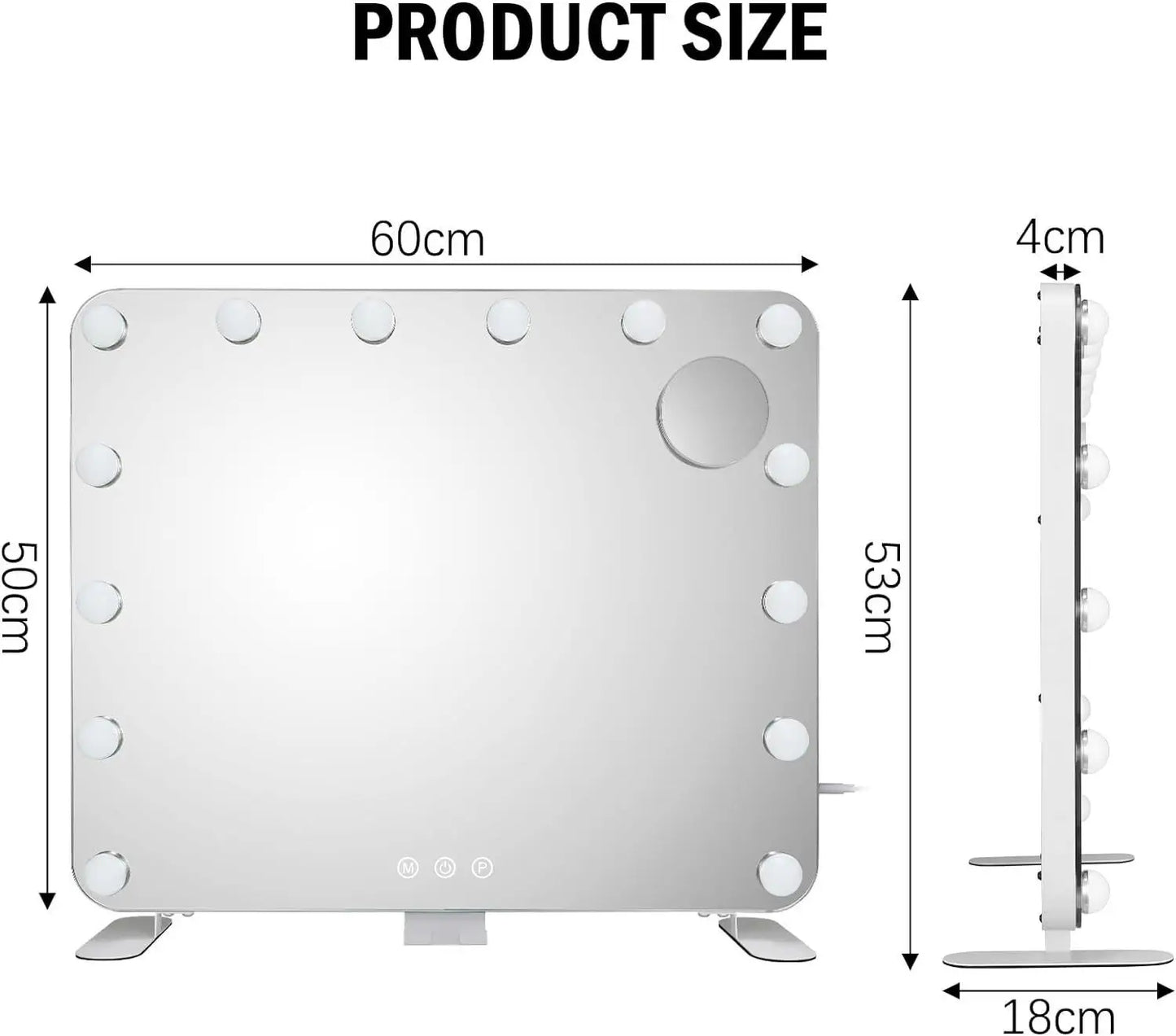 Lighted makeup mirror with 14 dimmable led bulbs