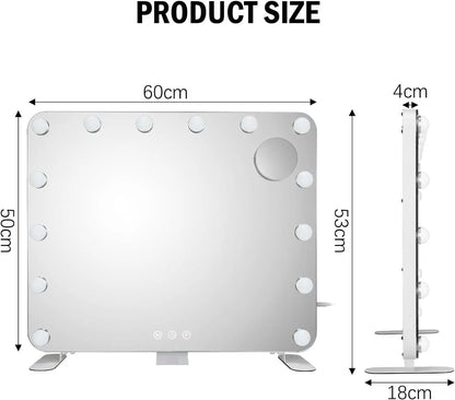 Lighted makeup mirror with 14 dimmable led bulbs