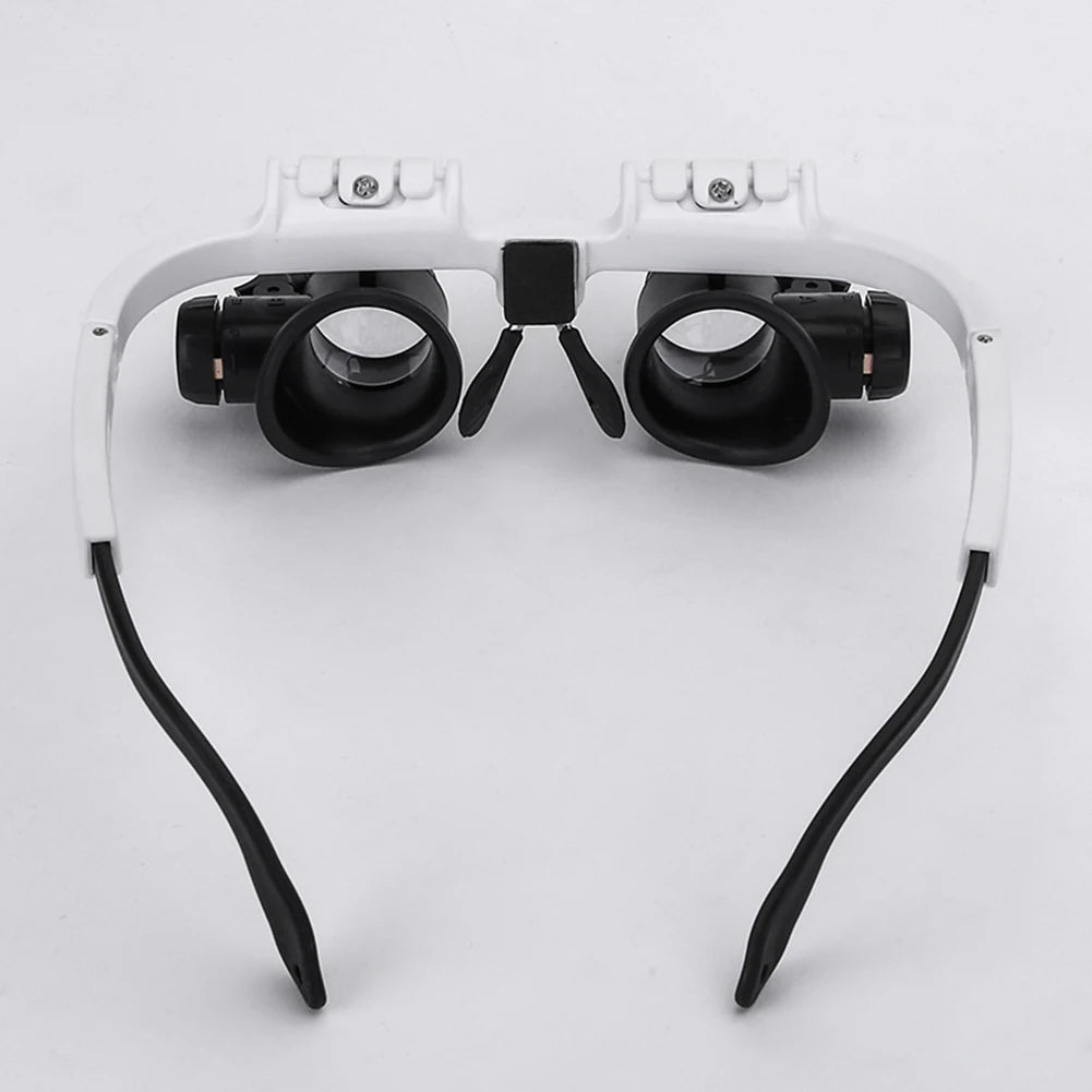 2led head-mounted illuminating telescopic magnifier glasses