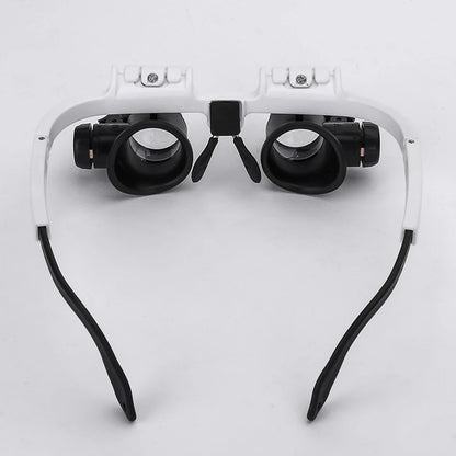 2led head-mounted illuminating telescopic magnifier glasses