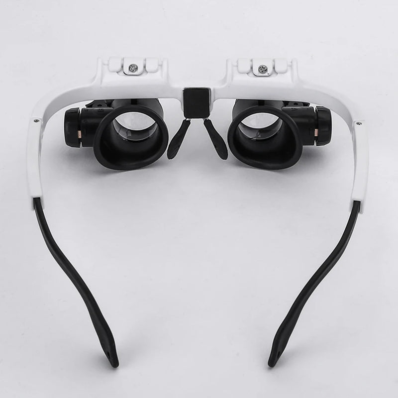 2led head-mounted illuminating telescopic magnifier glasses