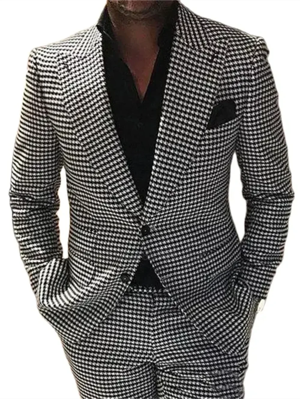 Elegant 2 piece plaid men suits