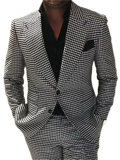 Elegant 2 piece plaid men suits