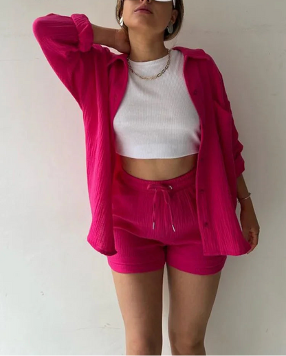 Lace up wide leg lady pants set