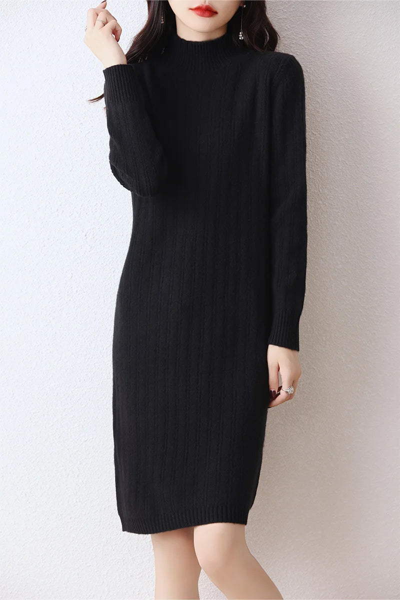 Autumn women's round neck thick dress