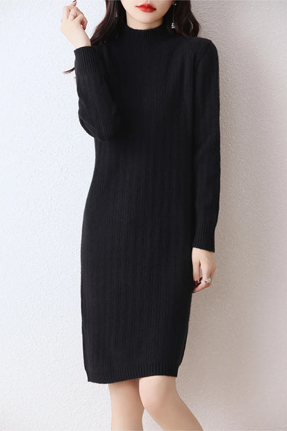 Autumn women's round neck thick dress