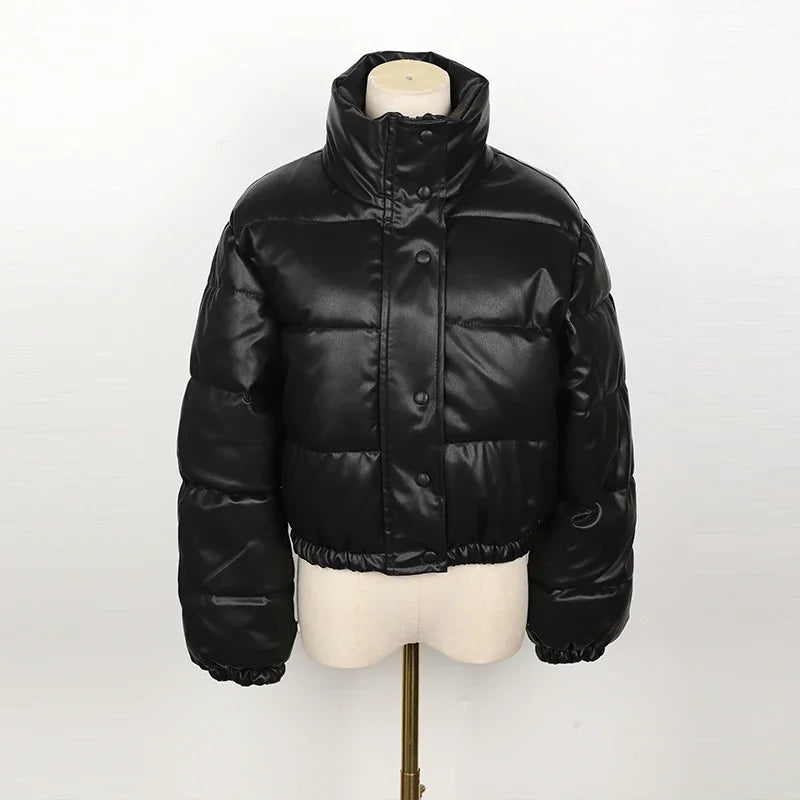 Women's elegant zipper faux leather jackets