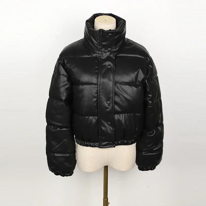 Women's elegant zipper faux leather jackets