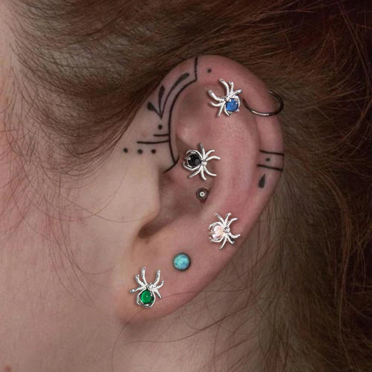 Goth Punk Style Multicolored Zircon Earrings