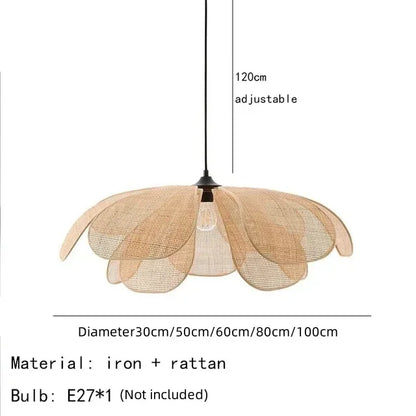Weaving petal willow led chandelier rattan penant lamp