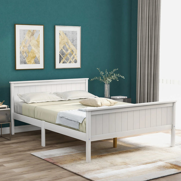Wooden Bed Frame with Headboard and Footboard