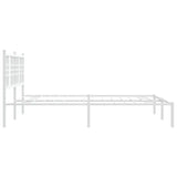 White Metal Bed Frame with Headboard