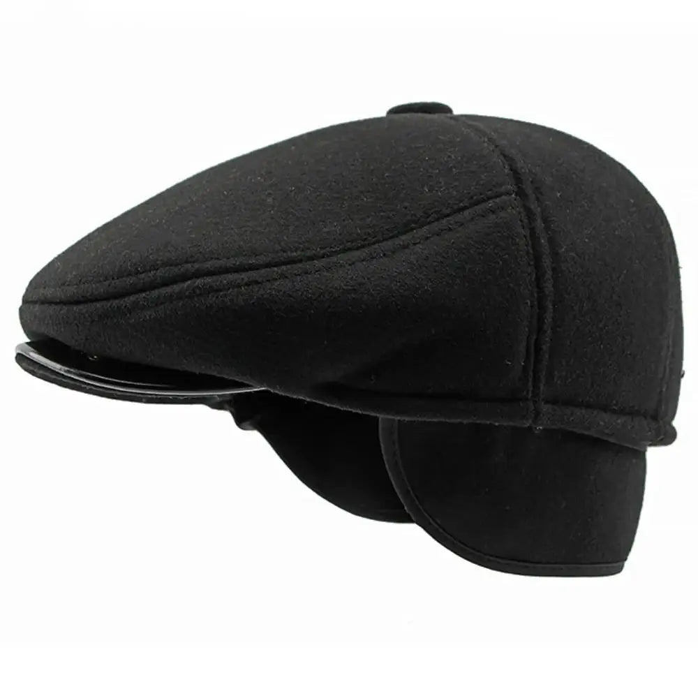 5 panels beret hat with ear flaps