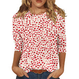 Heart Print Long Sleeve Top For Women