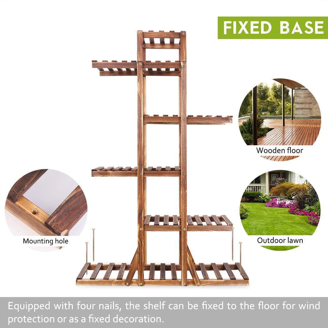 Wood plant stand corner shelf flower rack