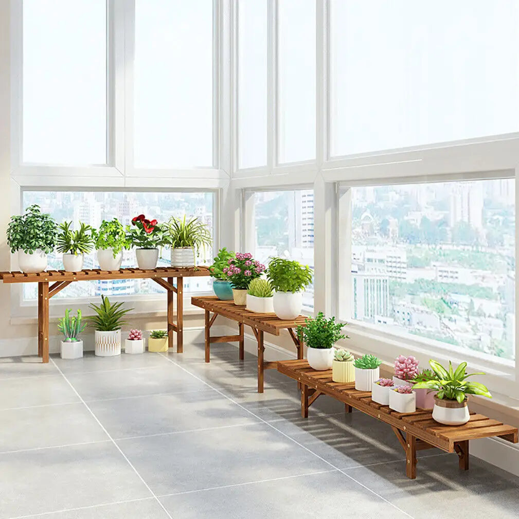 Corner plant shelves