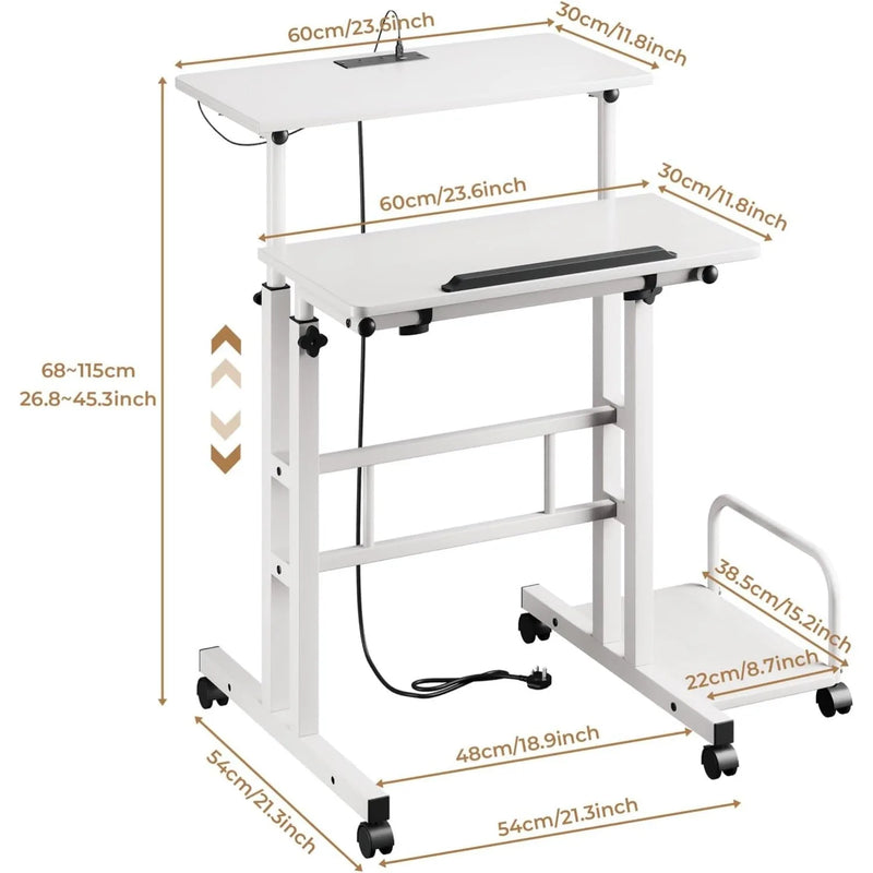 Height Adjustable Laptop Rolling Sit-Stand