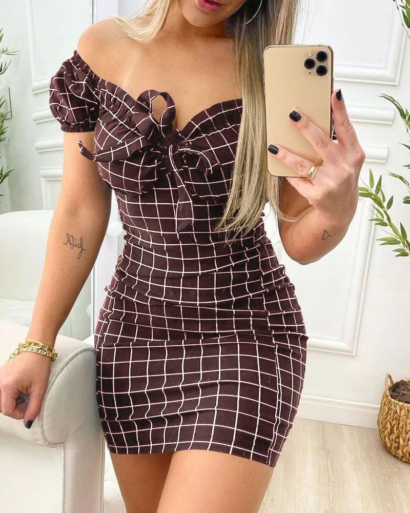Summer Grid Print Summer dress