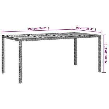 Durable poly rattan & acacia wood garden table