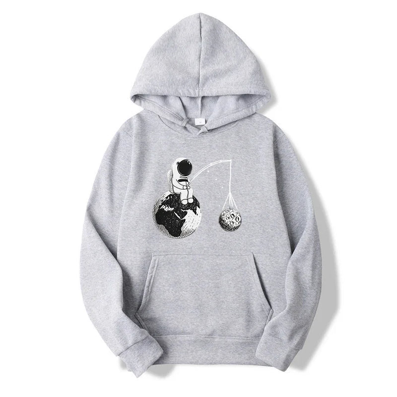 Cartoon Astronaut Print Fashion Hoodies