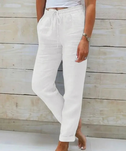 Women's high waist elastic casual trousers