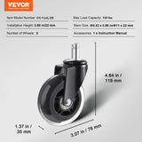 2/3 inch Set of 5 Office Chair Wheels Replacement