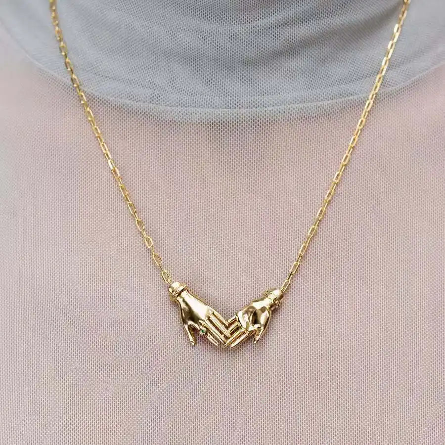 Creative Handshake Shaped Pendant Necklace