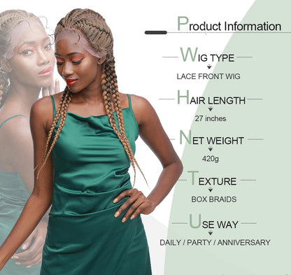 Synthetic 27inches dutch braids wig with baby hair