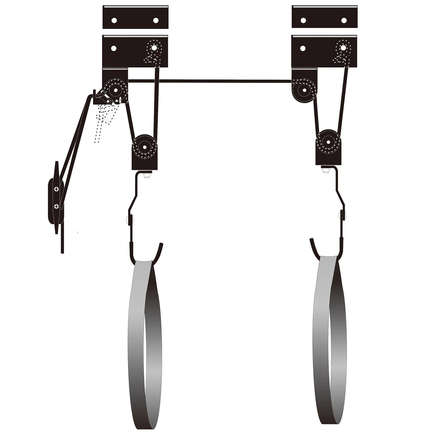 Kayak lift hanging pulley system
